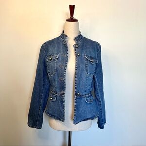 Talbots Vintage Blue Denim Jacket Button-Up Pockets Size 6 petite